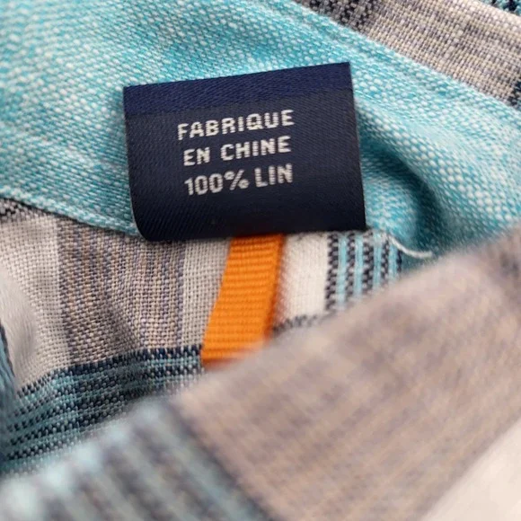 Tommy Bahama 100% Linen Shirt Mens Large Plaid Button Up Long Sleeve Green Gray - Picture 7 of 9